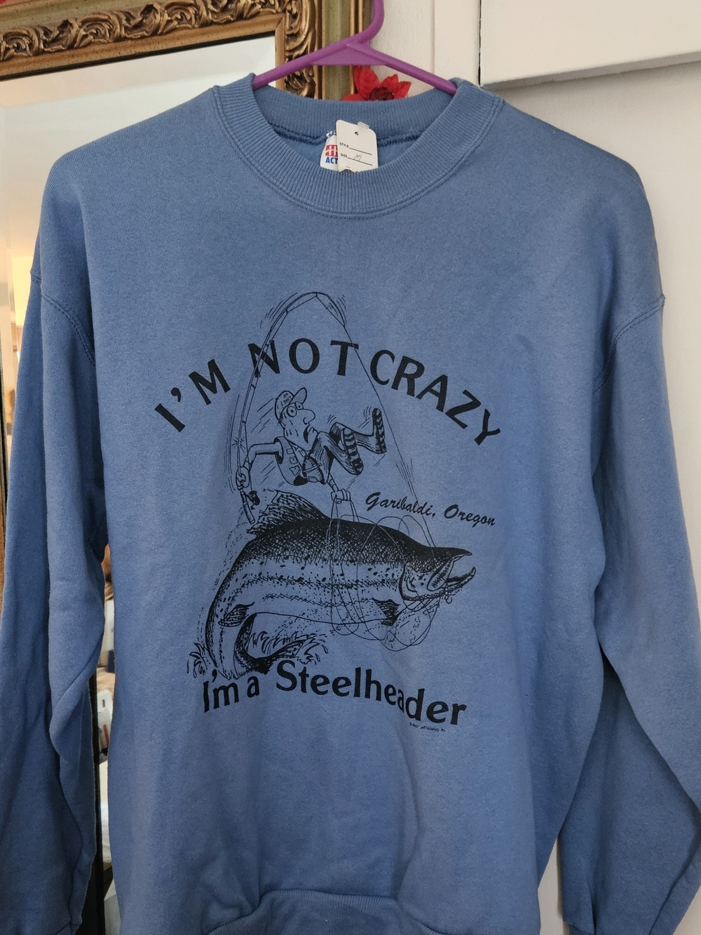 New! 90's Garibaldi Oregon I'm a Steelheader Graphic Sweatshirt
